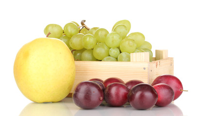 ripe fruits and berries isolated on white