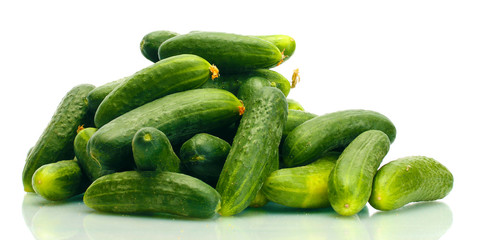 Fresh cucumbers isolated on white