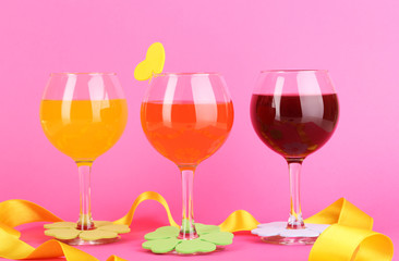 Colorful cocktails with bright decor for glasses