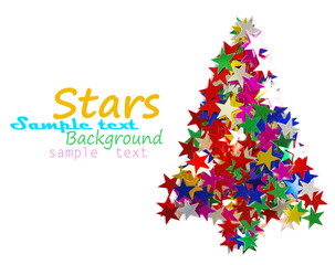 Fototapeta na wymiar Christmas tree composed of colored stars.