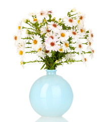 beautiful bouquet of white flowers in vase isolated on white