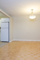 Empty Living Room with kitchen  in a new apartment