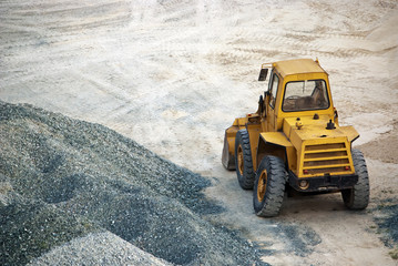 Bagger Baufahrzeug Schotter Grube