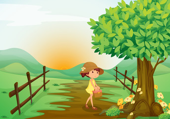 Obraz na płótnie Canvas Dziewczyna i landcape