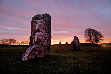 Avebury Stone Circle and Henge at sunrise Wiltshire England UK