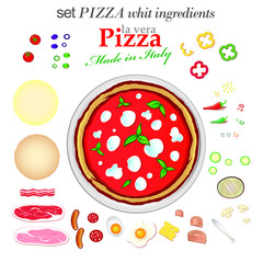 set pizza with ingredients