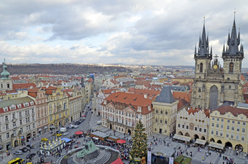 Naklejka na ściany i meble Aerial view of Prague