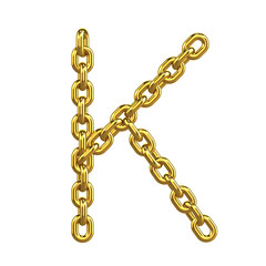 Obraz premium 3d Gold Chain Alphabet Font - K
