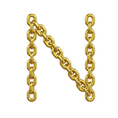 3d Gold Chain Alphabet Font - N