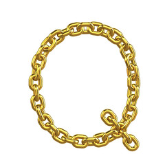 3d Gold Chain Alphabet Font - Q