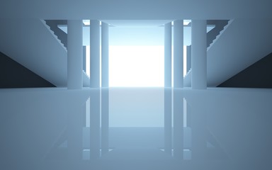 Abstract interior in minimalism style with stairs and columns
