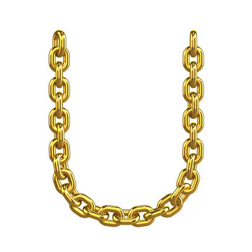 3d Gold Chain Alphabet Font - U