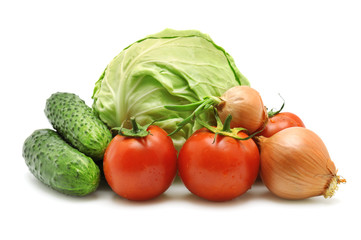 collection vegetables isolated on white background