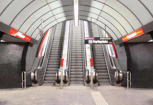 Escalator On Karlsplatz Metro Station