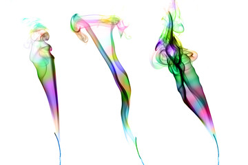 Obraz na płótnie Canvas kolorowe kształty dym w różnych kolorach samodzielnie na białym tle