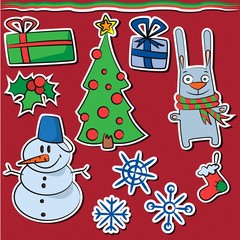 Collection of new year and christmas stickers