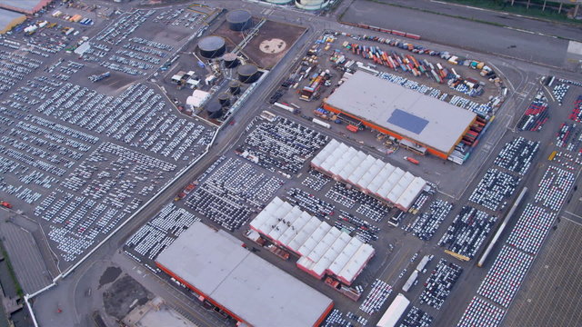 Aerial view warehouse Industrial storage Units, USA