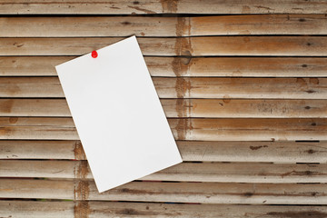 note paper on bamboo background