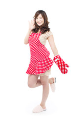 Beautiful young woman on white background. Portrait of asian.