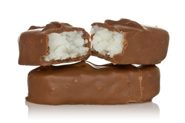 chocolate bars with coconut filling