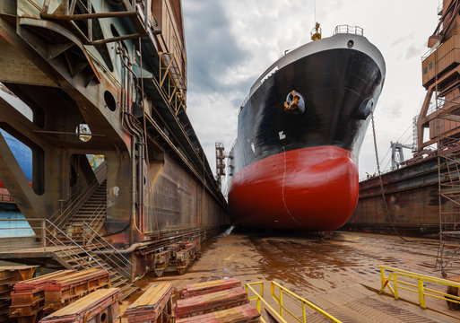 A large tanker in shipyard Gdansk, Poland.