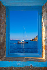 Sailing boat in Greek island