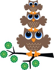 three brown owls