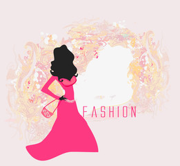 abstract fashion girl Shopping - illustration
