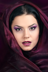 gorgeous woman with purple color scarf