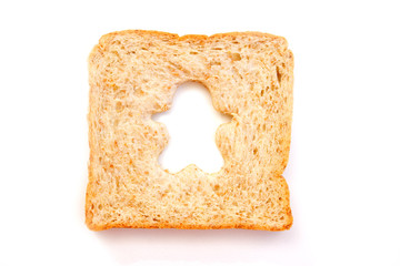 Wheat Bread Slice with boy Isolated on White