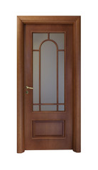 Brown door with a window