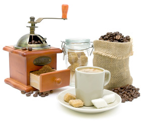cup of coffee on a white background
