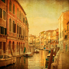 Vintage image of Venetian canals, Italy
