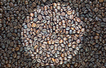 Pie chart icon on coffee texture and background