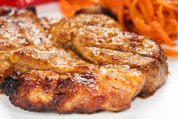 barbecue with sauce and vegetables