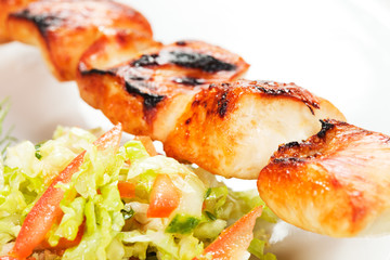 barbecue with sauce and vegetables