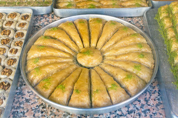 Turkish sweets on plates