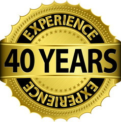 40 years experience golden label with ribbon