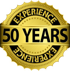 50 years experience golden label with ribbon