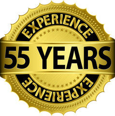 55 years experience golden label with ribbon