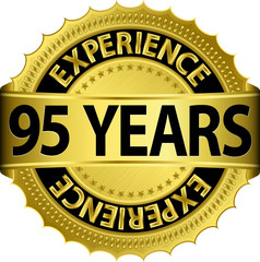 95 years experience golden label with ribbon