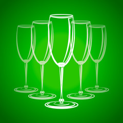 Five wine glasses