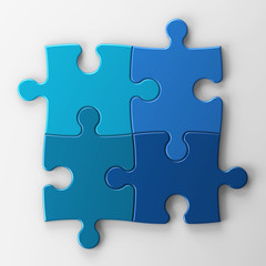 four puzzle pieces with clipping path - obrazy, fototapety, plakaty