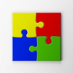 four puzzle pieces with clipping path