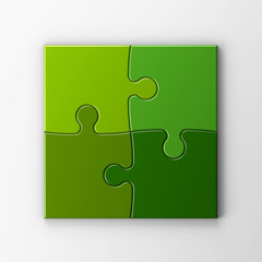 four puzzle pieces with clipping path