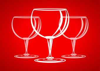 Three glasses red background