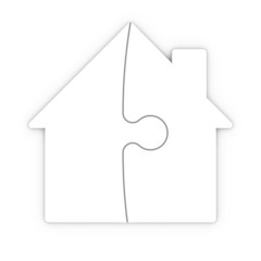 puzzle of a house with clipping path