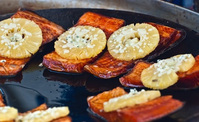 Grilled salmon.