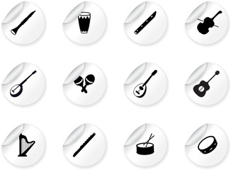 Stickers with musical instrument icons