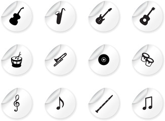 Stickers with musical icons